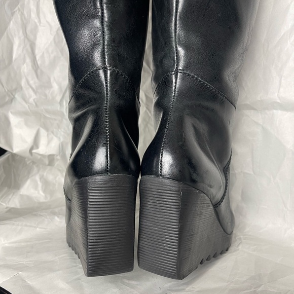 Preloved MICHAEL Michael Kors y2k leather sherpa trim wedge boots size 7.5 - Picture 8 of 17